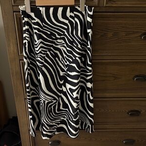 Marled Black and White Zebra A-Line Skirt